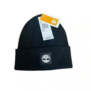 Timberland Black Cuffed Beanie Hat Adult One Size New with Tag